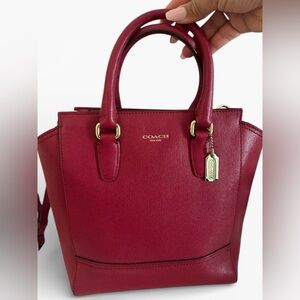 Crossgrain Leather Wine Red Coach Purse